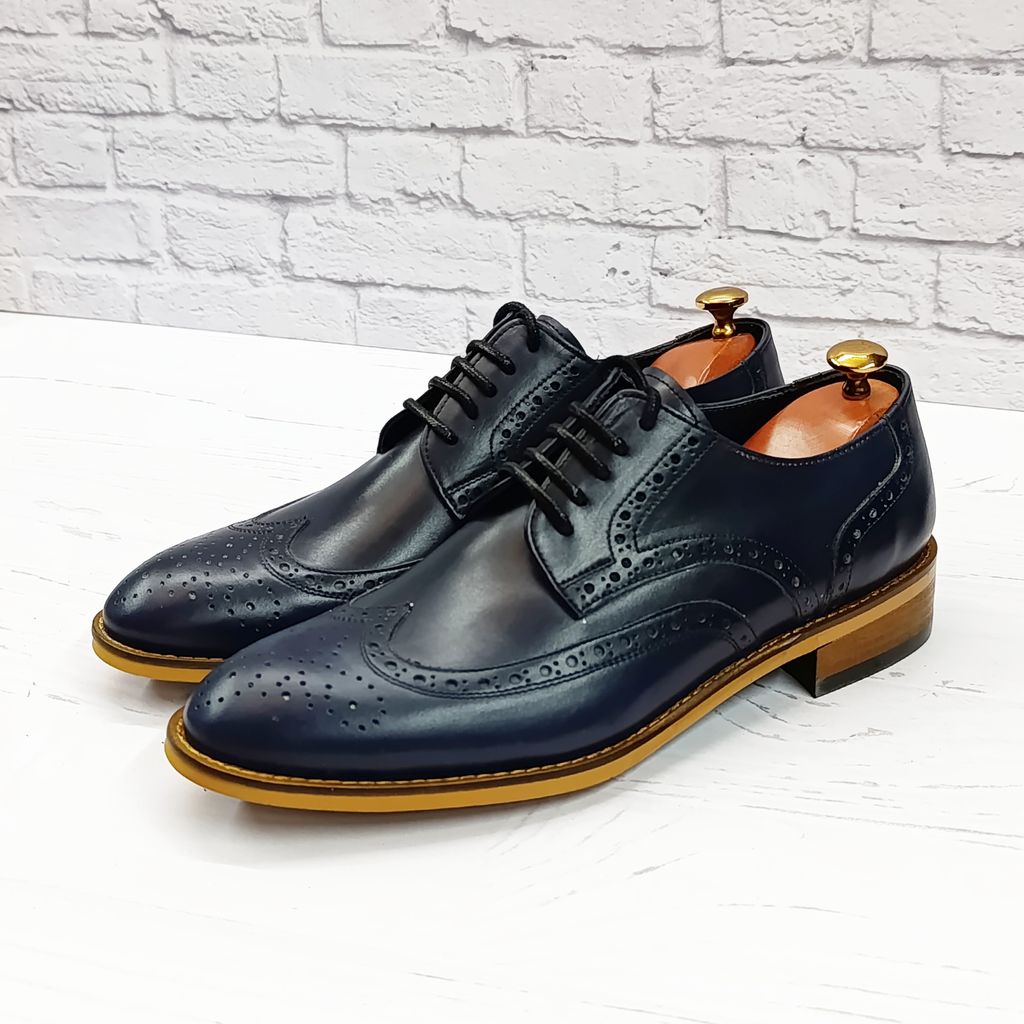 مشخصات کفش مردانه مجلسی چرم طبیعی دست دوز ویلسون سرمه ای