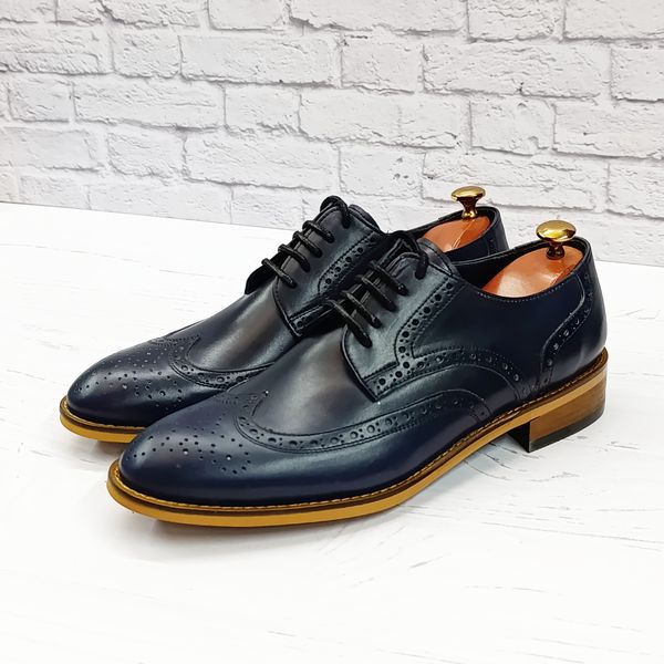 کفش مردانه مجلسی چرم طبیعی دست دوز ویلسون سرمه ای