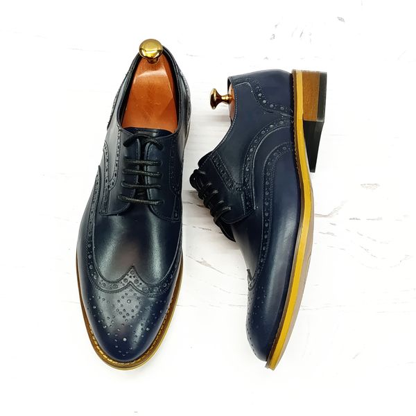 کفش مردانه مجلسی چرم طبیعی دست دوز ویلسون سرمه ای