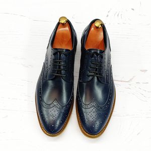 خرید انلاین کفش مردانه مجلسی چرم طبیعی دست دوز ویلسون سرمه ای