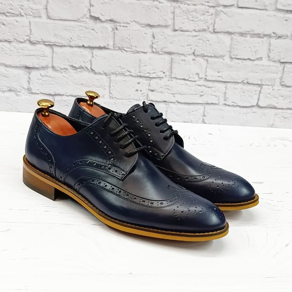 کفش مردانه مجلسی چرم طبیعی دست دوز ویلسون سرمه ای