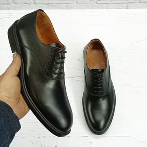 فروش اینترنتی کفش مردانه اداری شیک چرم طبیعی مشکی مدل دیوید 