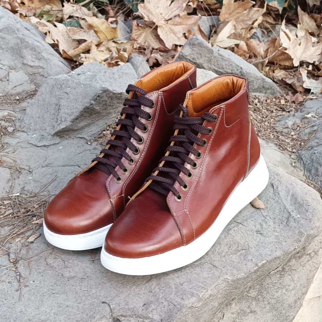خرید انلاین نیم بوت مردانه ونس  شیک چرم طبیعی دست دوز ادوین قهوه ای