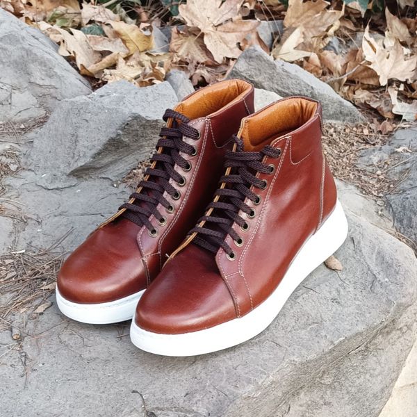 نیم بوت مردانه ونس  شیک چرم طبیعی دست دوز ادوین قهوه ای
