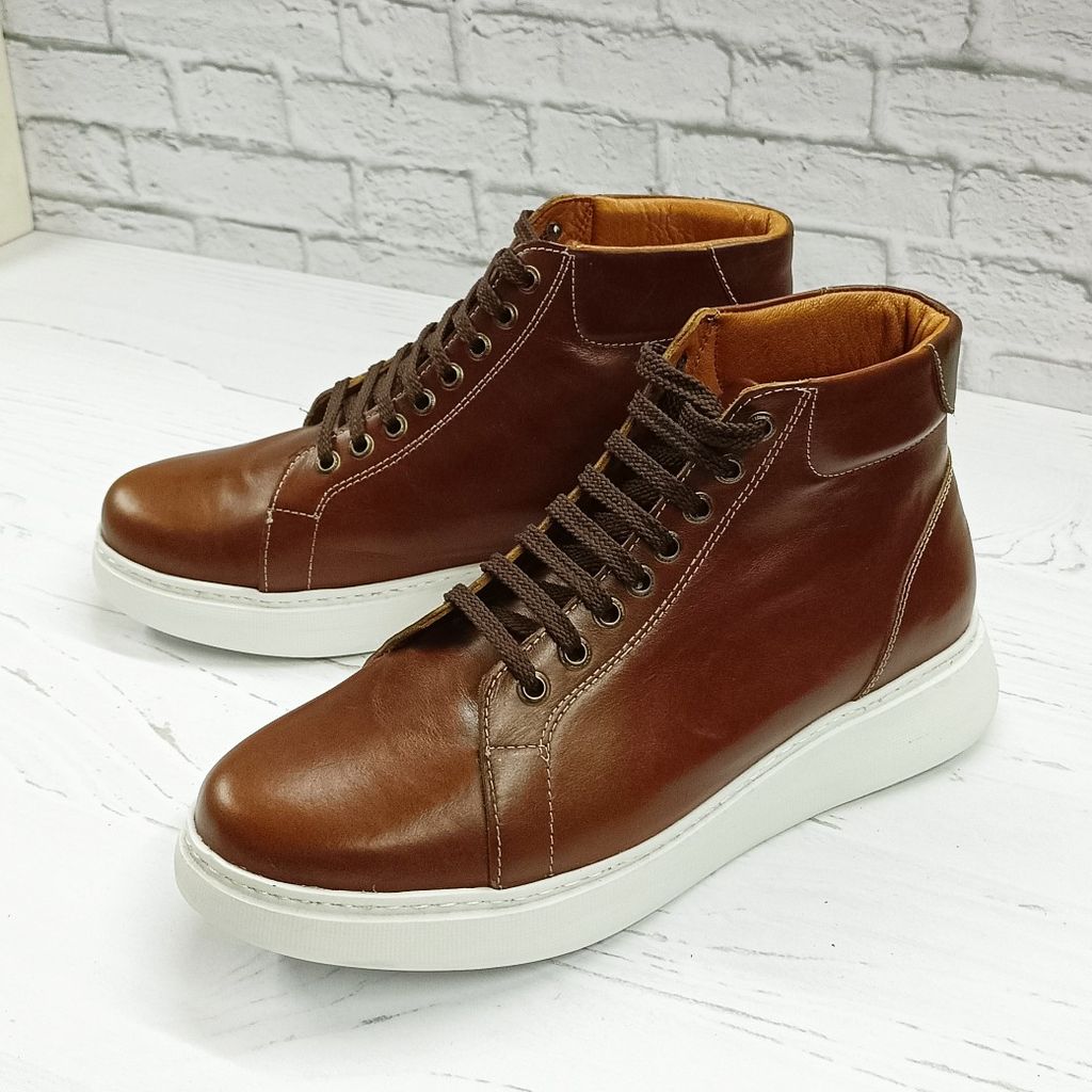 فروش اینترنتی نیم بوت مردانه ونس  شیک چرم طبیعی دست دوز ادوین قهوه ای