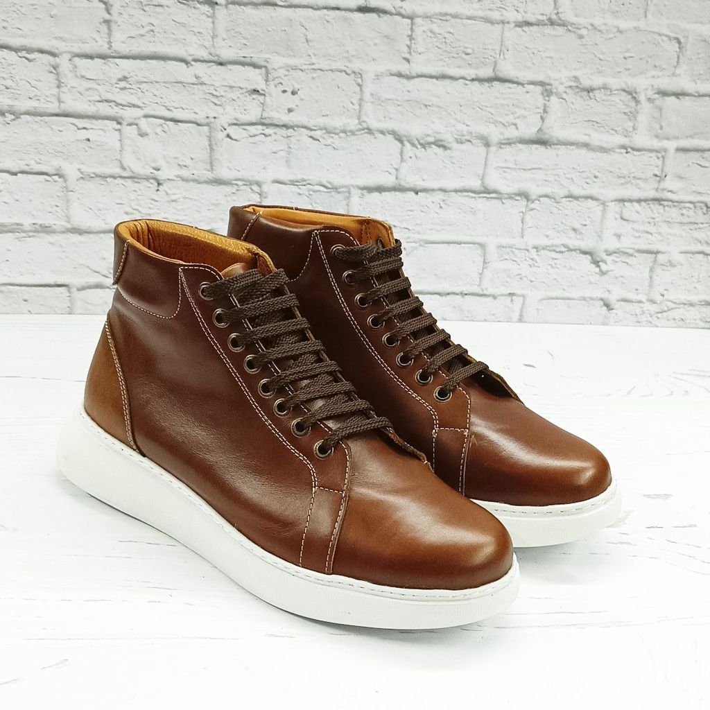 فروش اینترنتی نیم بوت مردانه ونس  شیک چرم طبیعی دست دوز ادوین قهوه ای