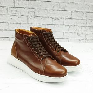 فروش اینترنتی نیم بوت مردانه ونس  شیک چرم طبیعی دست دوز ادوین قهوه ای