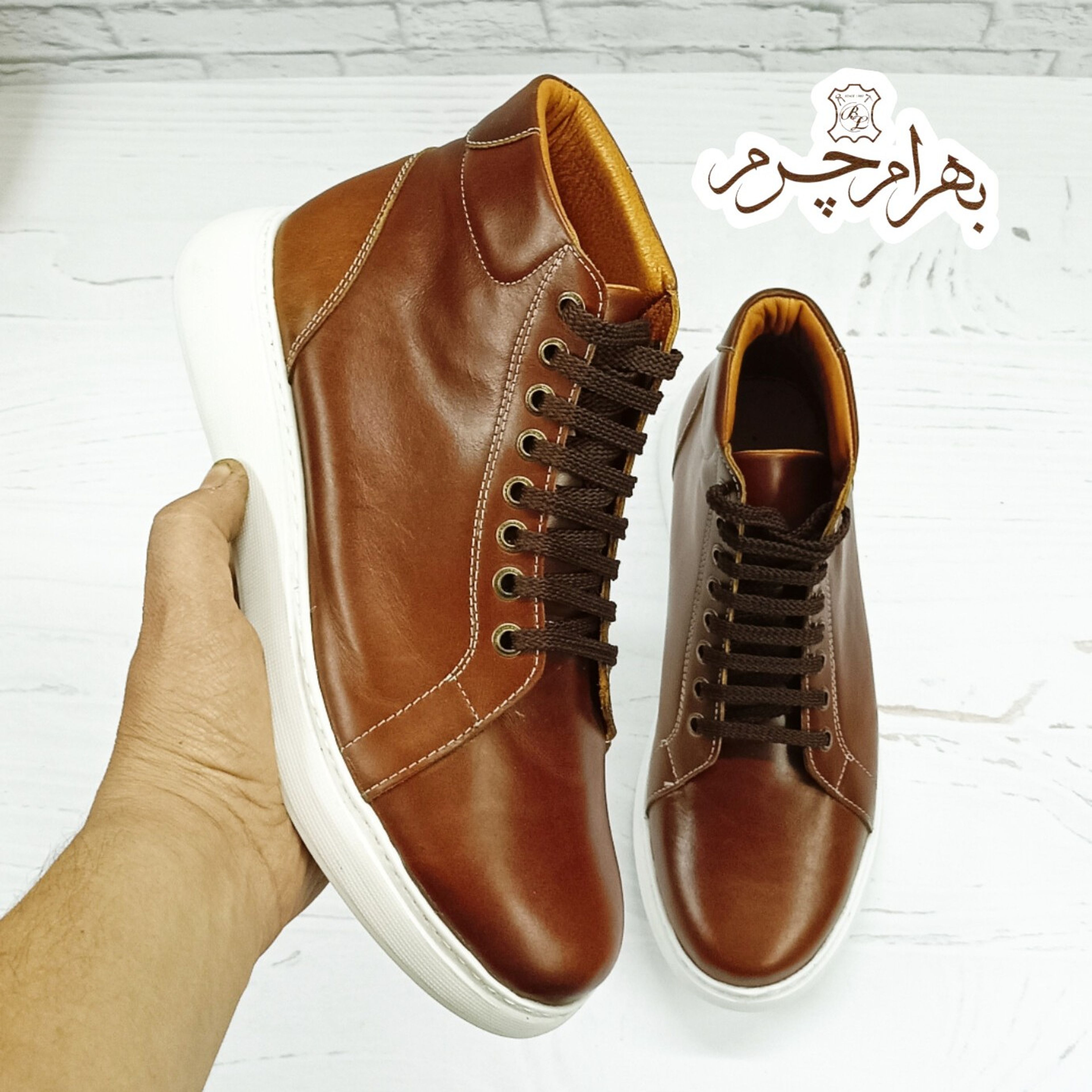 فروش اینترنتی نیم بوت مردانه ونس  شیک چرم طبیعی دست دوز ادوین قهوه ای