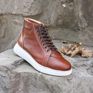 خرید انلاین نیم بوت مردانه ونس  شیک چرم طبیعی دست دوز ادوین قهوه ای