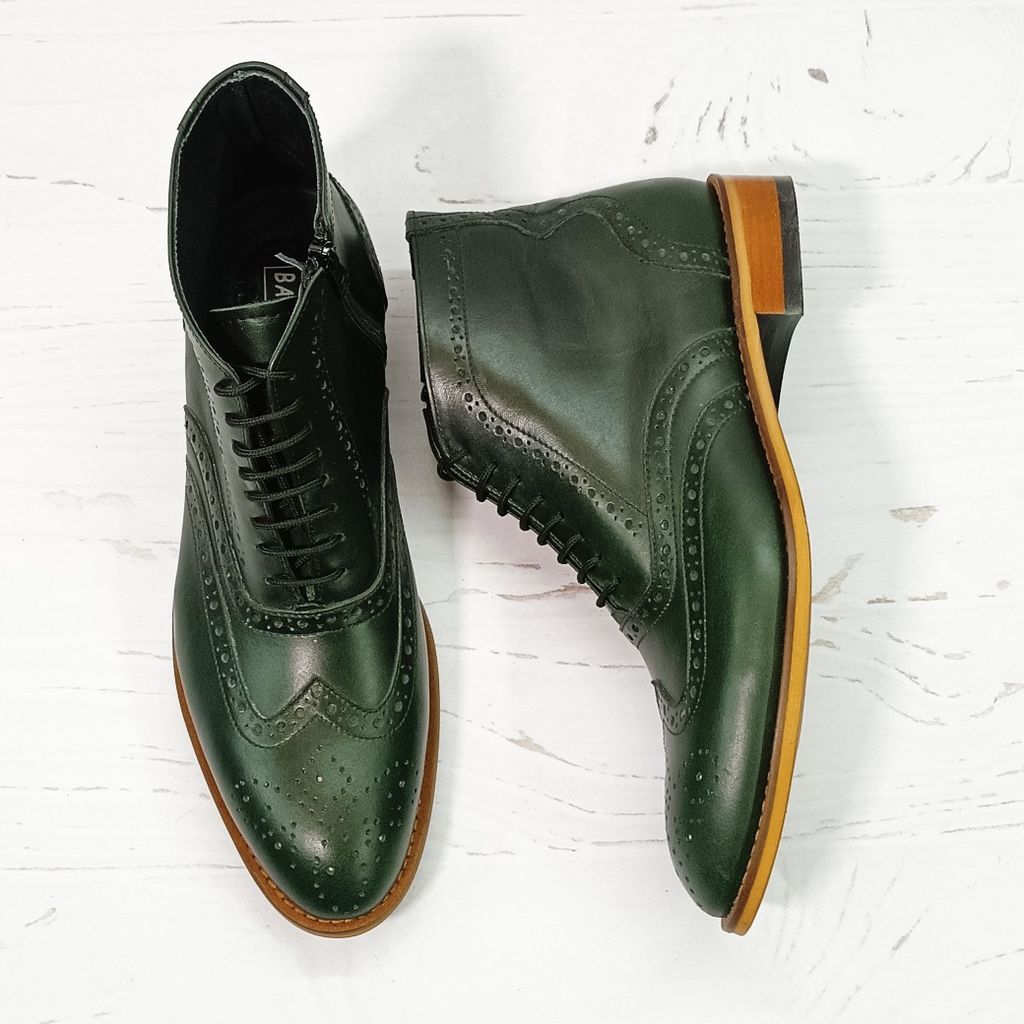 قیمت نیم بوت مردانه چرم طبیعی مدل ریچموند یشمی 