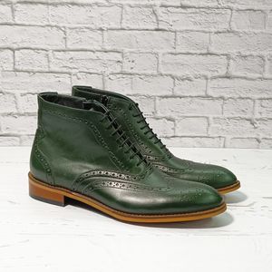 قیمت نیم بوت مردانه چرم طبیعی مدل ریچموند یشمی 