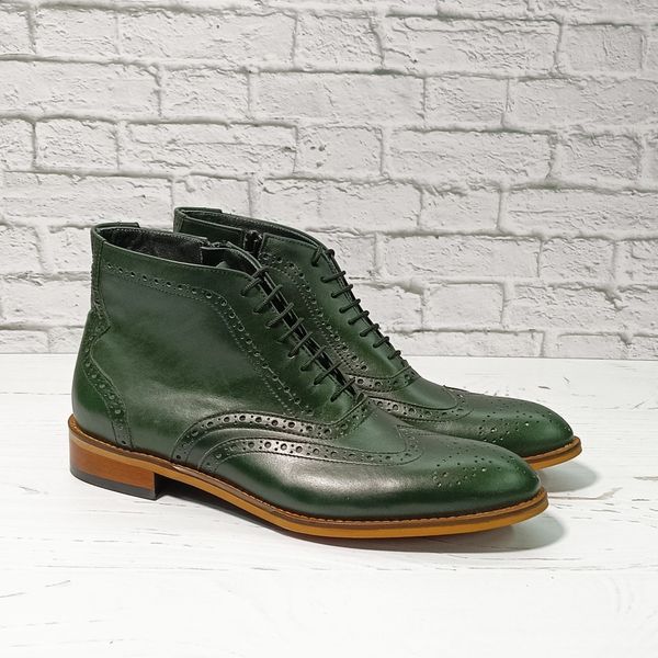 نیم بوت مردانه چرم طبیعی مدل ریچموند یشمی