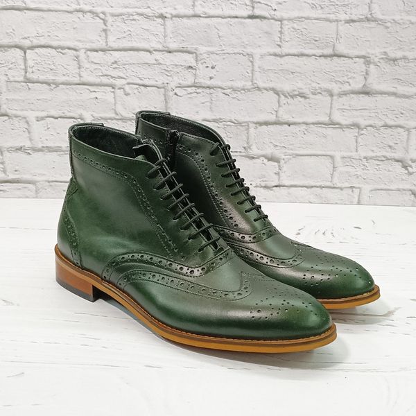 نیم بوت مردانه چرم طبیعی مدل ریچموند یشمی