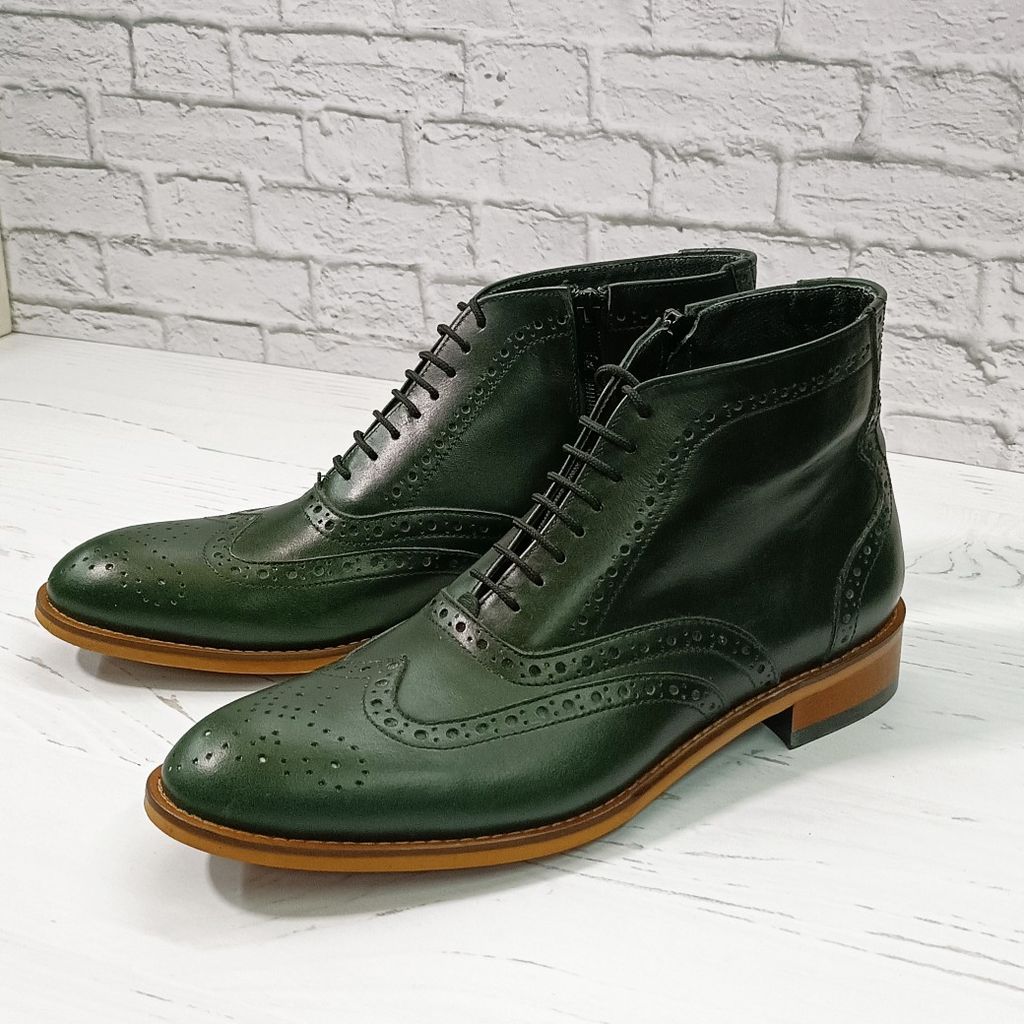 قیمت ارزان نیم بوت مردانه چرم طبیعی مدل ریچموند یشمی 