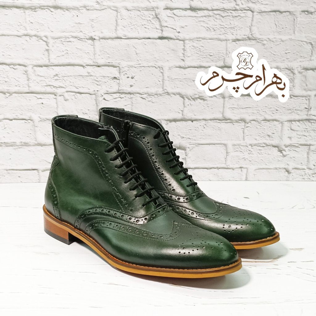 خرید اینترنتی نیم بوت مردانه چرم طبیعی مدل ریچموند یشمی 