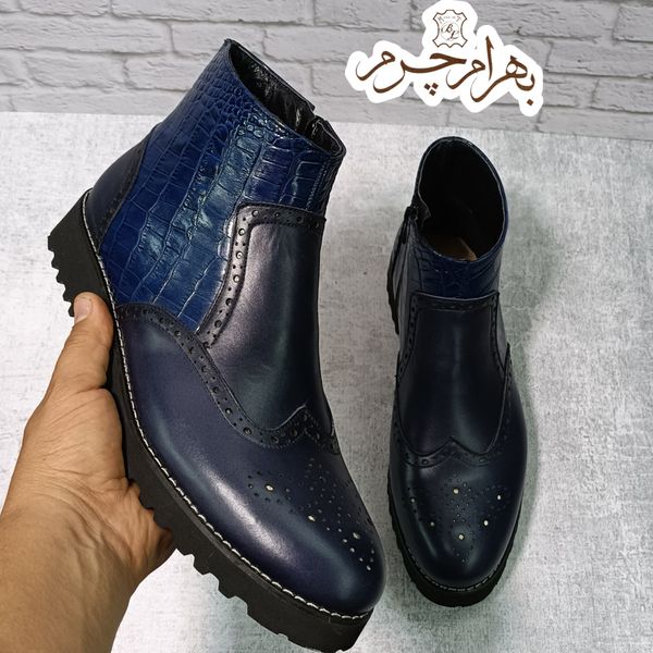 نیم بوت مردانه چرم طبیعی مدل برونوپلاس تک سایز 