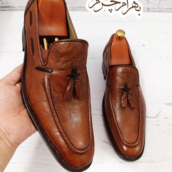کفش مردانه زیره چرم طبیعی گاومیش مدل آلبرت تک سایز