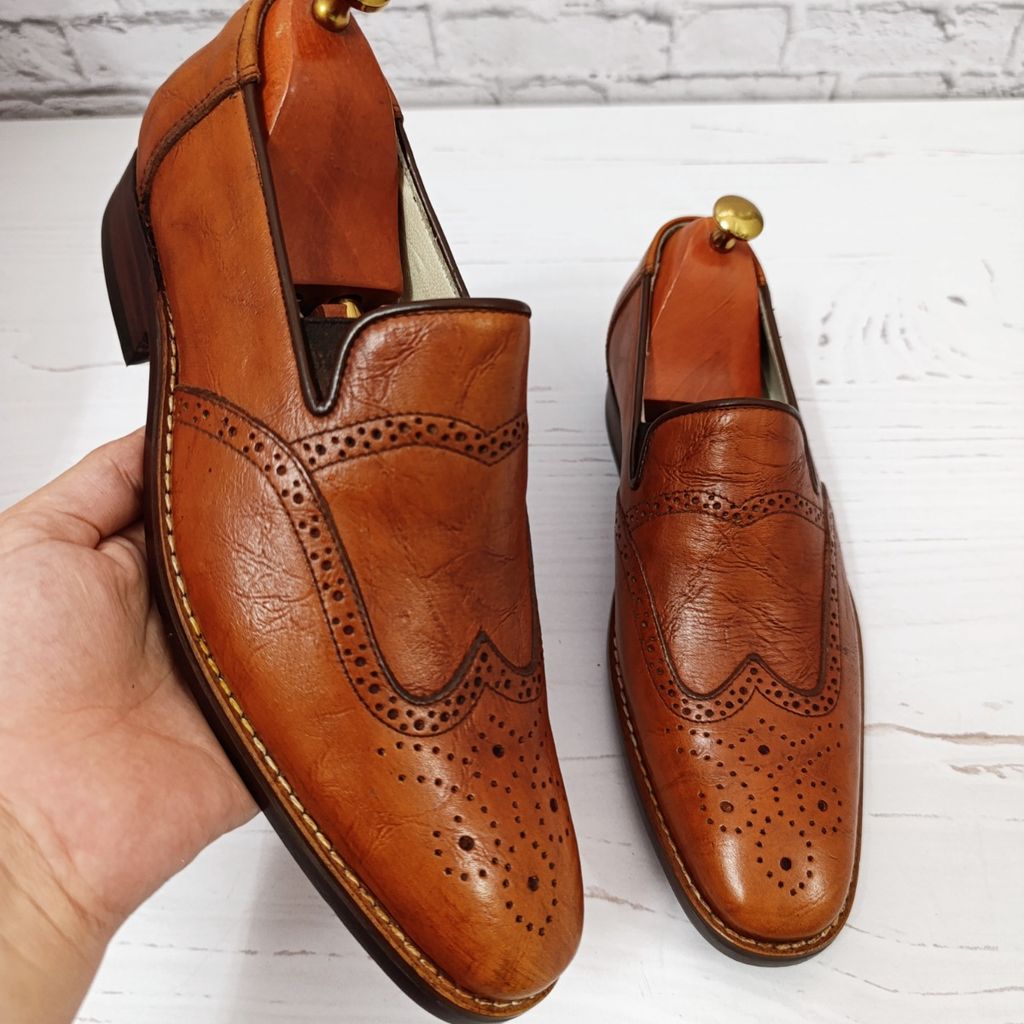 خرید اینترنتی کفش مردانه زیره چرم طبیعی گاومیش مدل کاپری هشترک تک سایز