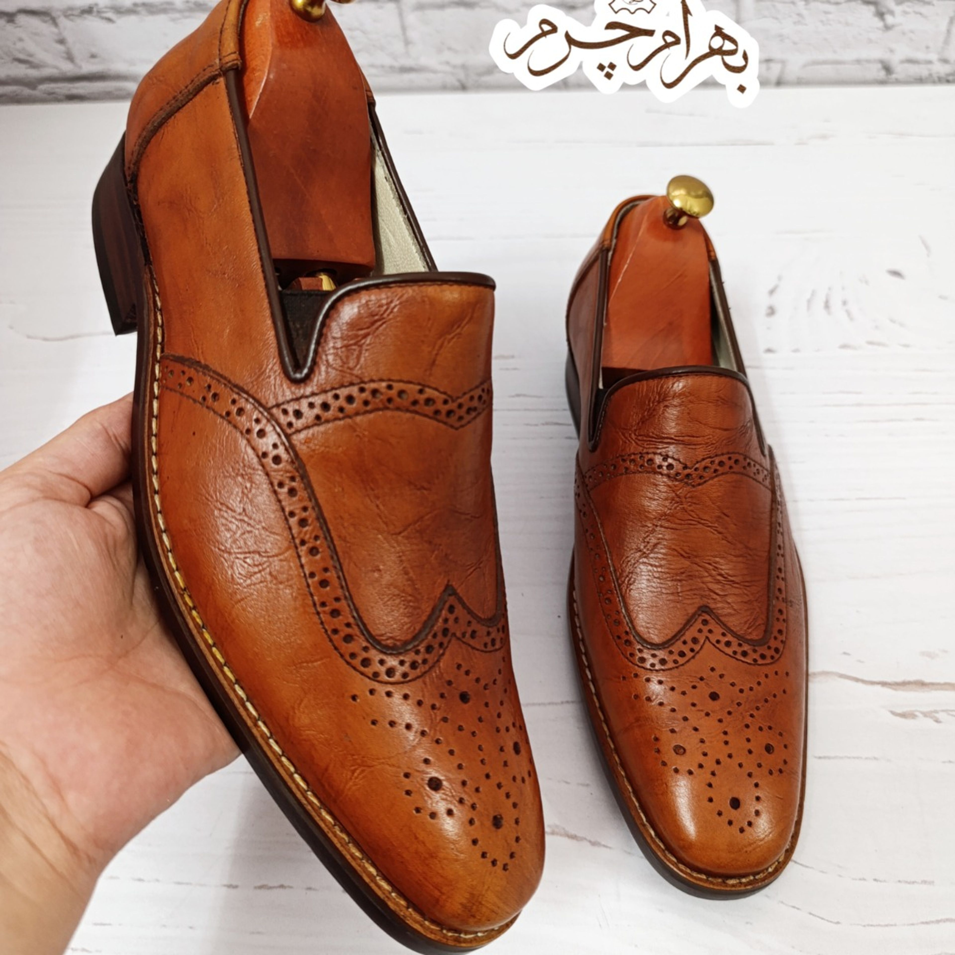 فروش اینترنتی کفش مردانه زیره چرم طبیعی گاومیش مدل کاپری هشترک تک سایز