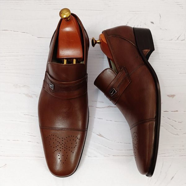 کفش مردانه زیره چرم طبیعی گاومیش مدل برت تک سایز