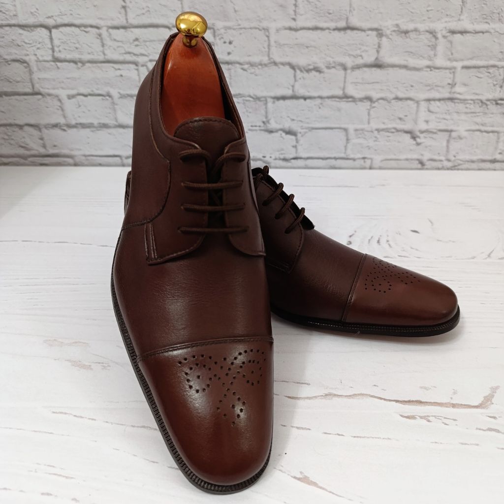 قیمت ارزان کفش مردانه زیره چرم طبیعی گاومیش مدل برت بندی تک سایز