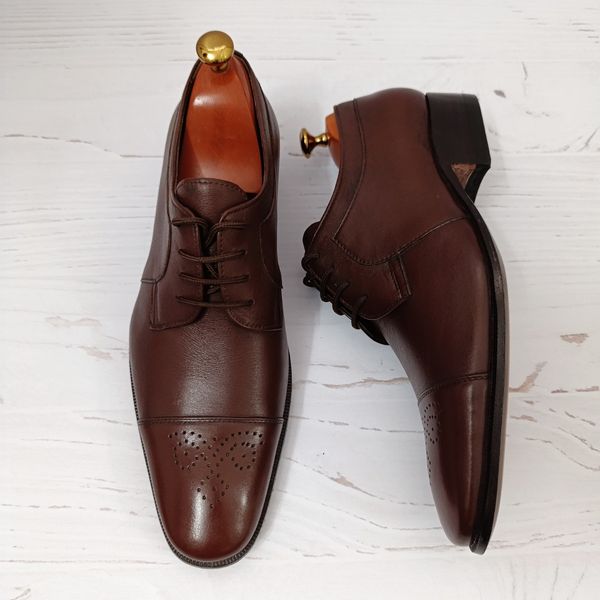 کفش مردانه زیره چرم طبیعی گاومیش مدل برت بندی تک سایز