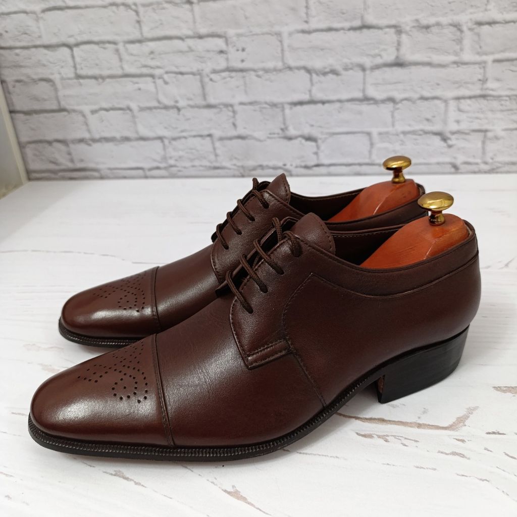 قیمت ارزان کفش مردانه زیره چرم طبیعی گاومیش مدل برت بندی تک سایز