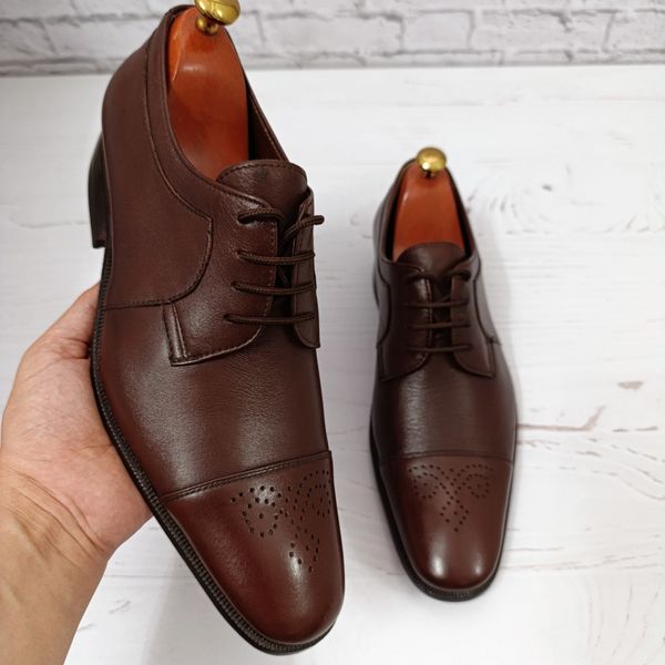 کفش مردانه زیره چرم طبیعی گاومیش مدل برت بندی تک سایز