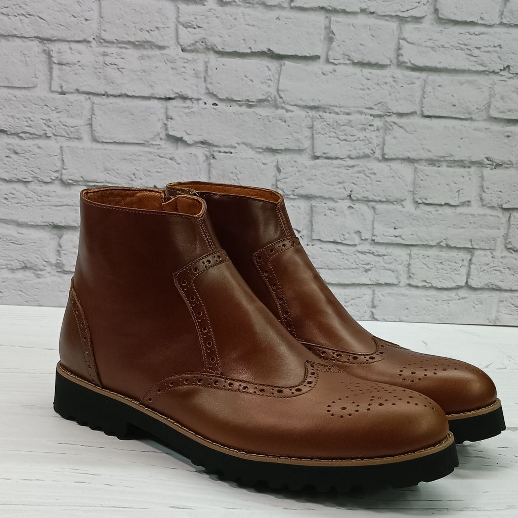 خرید انلاین نیم بوت مردانه اسپرت چرم طبیعی مدل برونو قهوه ای 