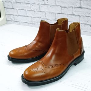 فروش اینترنتی نیم بوت مردانه اسپرت چرم طبیعی مدل کایوت عسلی حراج تک سایز 