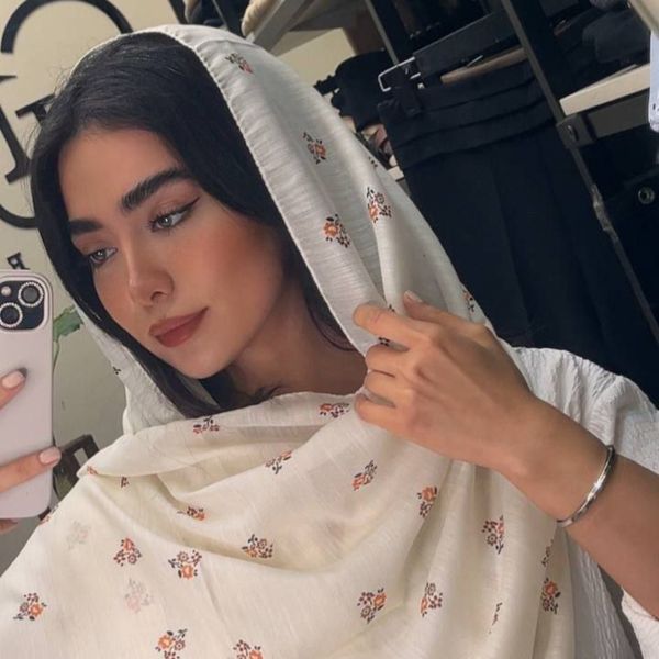 شال چاپی منگوله دار کد 1129