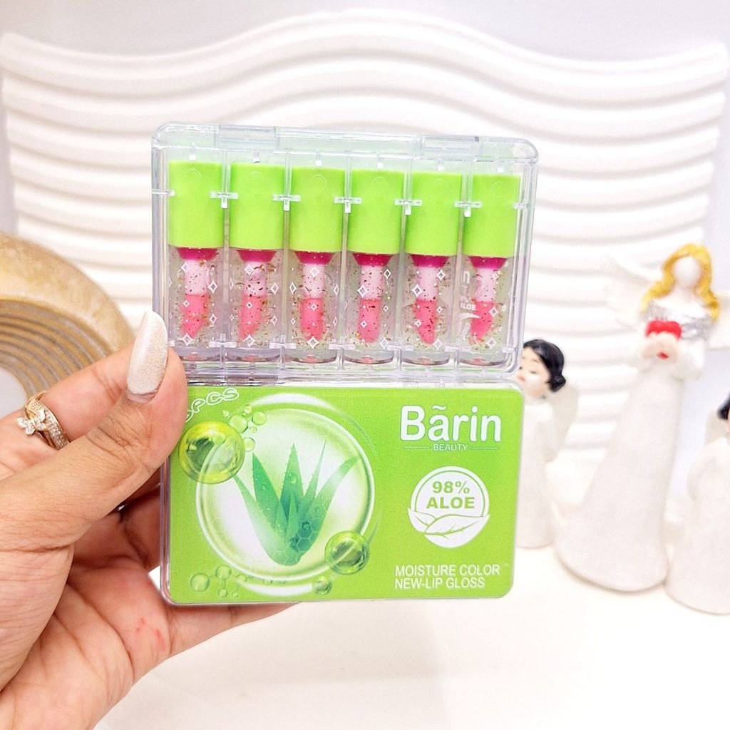خرید اینترنتی باکس 6 تایی لیپ گلاس رایحه آلویه ورا برند Barin