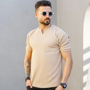 خرید اینترنتی تیشرت آستین کوتاه یقه کوبایی مدل Asam ( در چند رنگبندی )