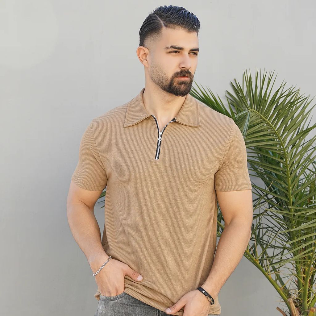 خرید آنلاین تیشرت مردانه یقه زیپ دار مدل Arban ( درچند رنگبندی )