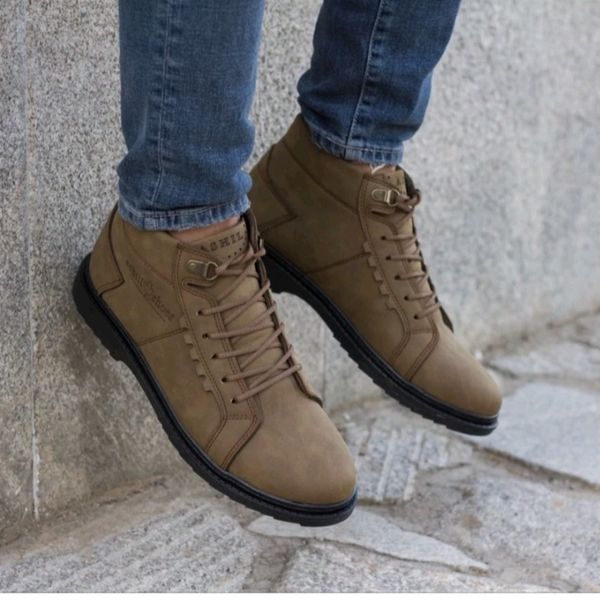 نیم بوت مردانه بندی پاخورشیک رنگ کرم