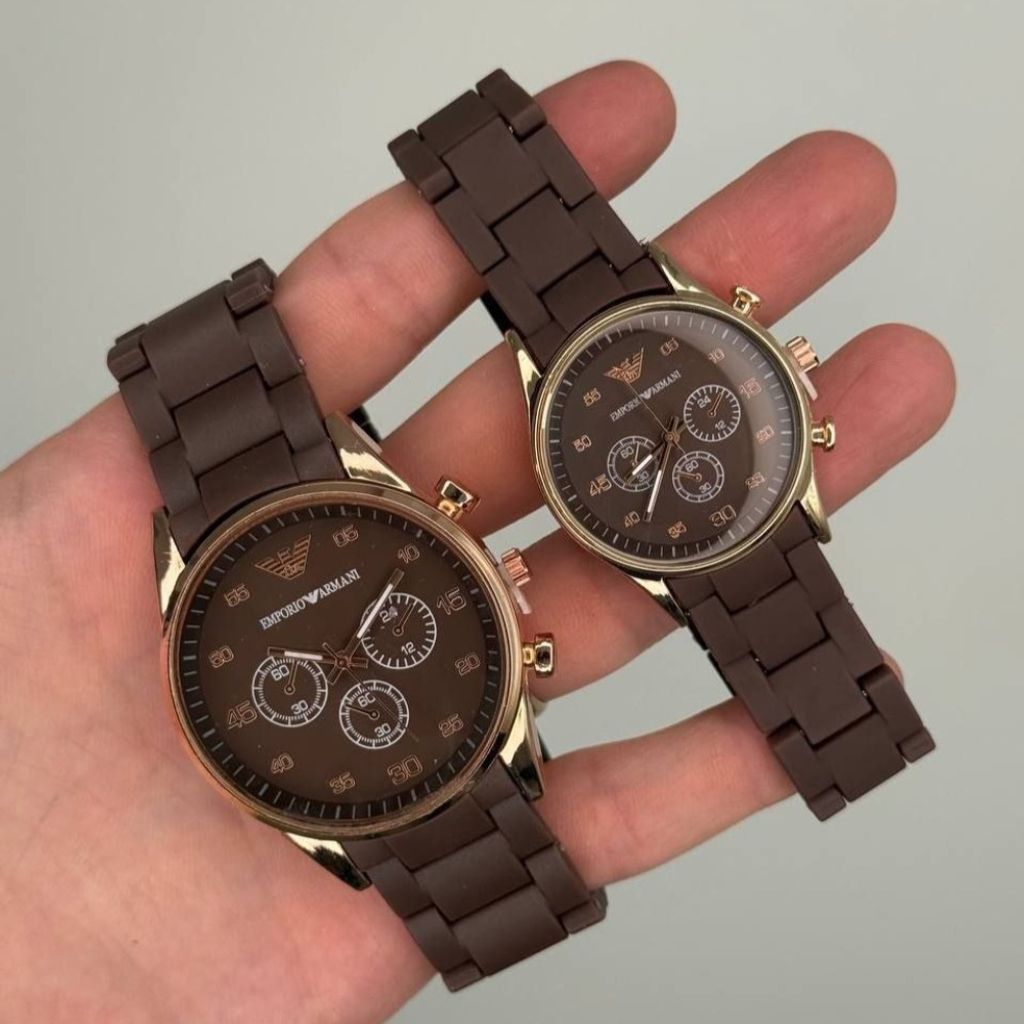 قیمت ست ساعت امپوریو آرمانی قهوه‌ای بند پیو ضد حساسیت | طراحی شیک و کلاسیک