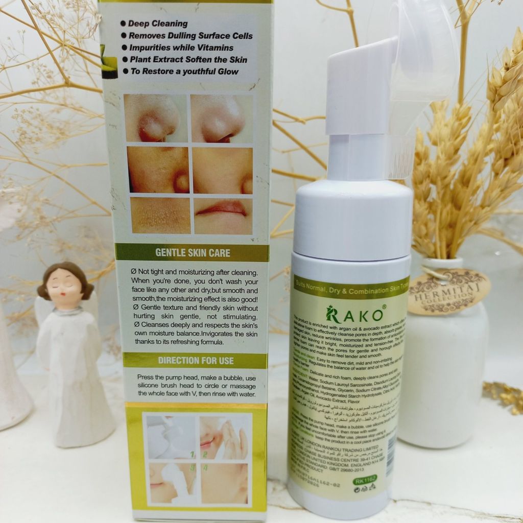 مشخصات پاک کننده صورت با عصاره آووکادو و روغن آرگان راکو RAKO