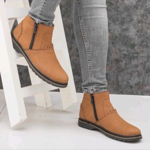 خرید آنلاین نیم بوت مردانه دو طرف زیپ رنگ عسلی