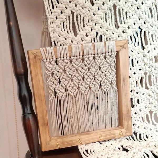 جاکلیدی چوبی مکرومه بافی طرح ریحانا