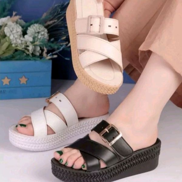 صندل دمپایی زنانه دخترانه ضربدری،نرم و راحت،پاشنه 4 تا 5 سانت