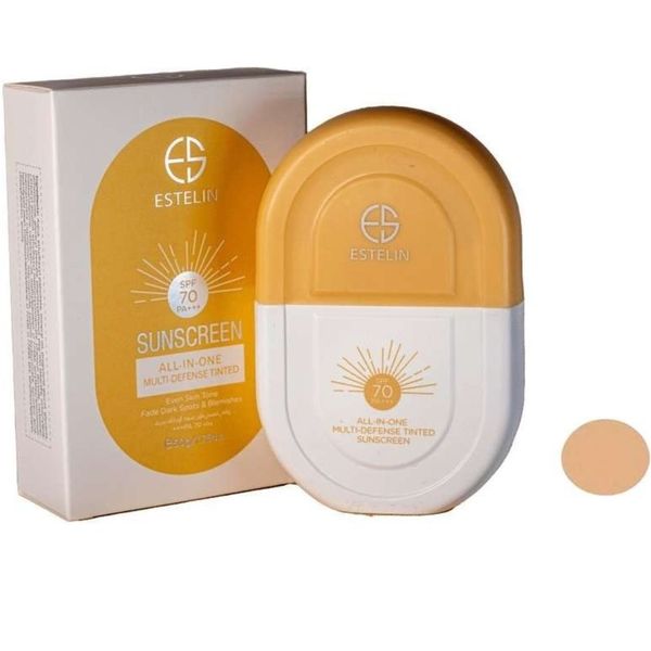 کرم ضد آفتاب رنگی (تینتی) استلین ESTELIN مدل ALL IN ONE وزن 50 گرم SPF 70