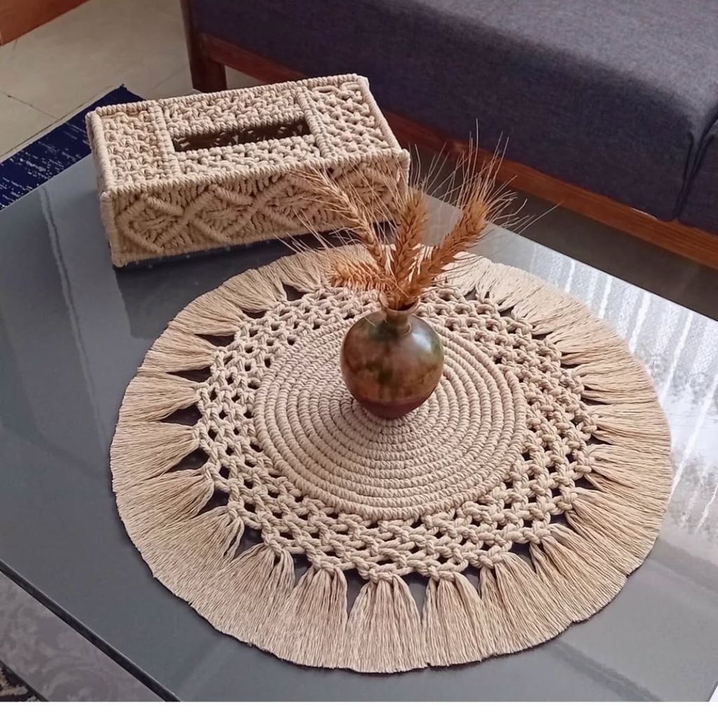 خرید اینترنتی ست مکرومه بافی دو عددی