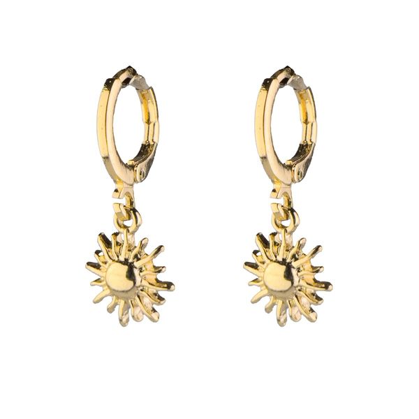 گوشواره حلقه ای ای آویزدار طرح خورشید - Gosh - 018