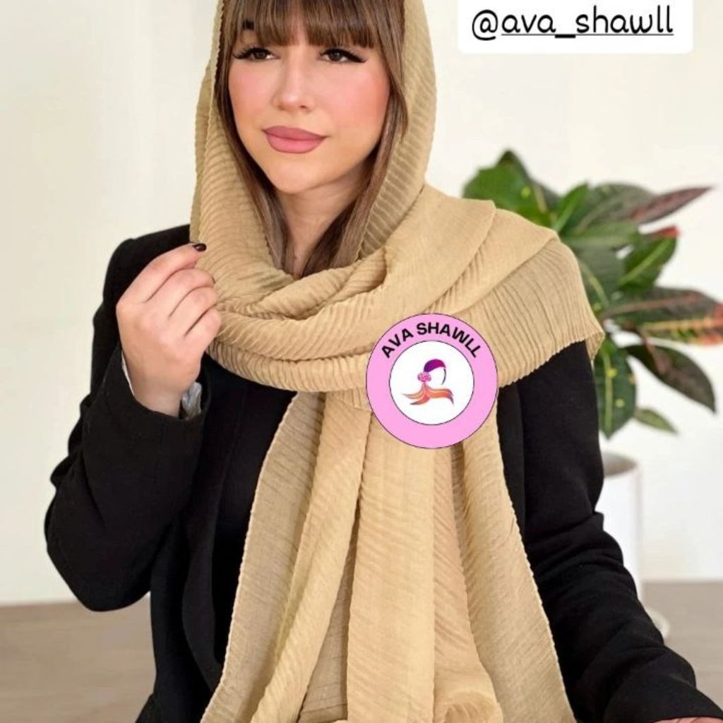 قیمت شال نخ پنبه پلیسه تک رنگ منگوله دار دلسو 🩷