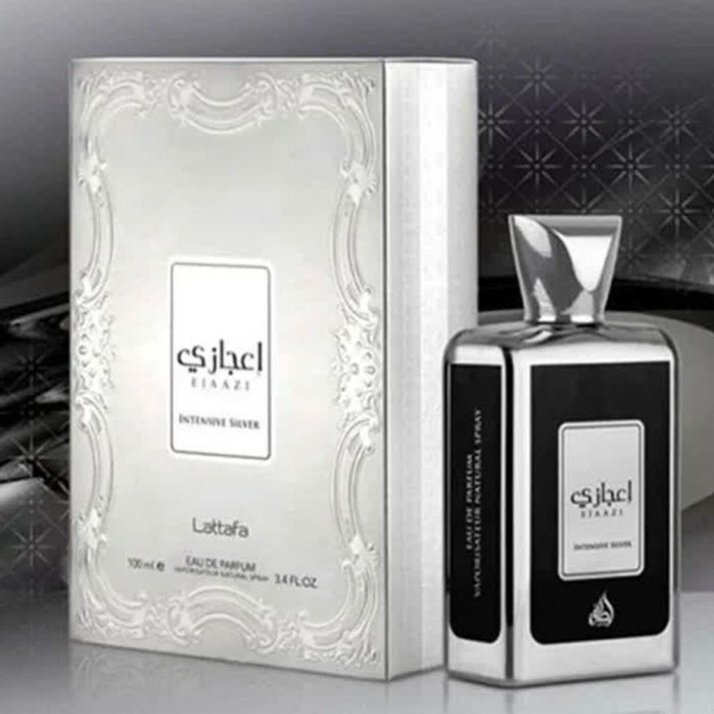 خرید اینترنتی عطر ادکلن لطافه اعجازی نقره ایی (Lattafa Ejaazi Intensive Silver)