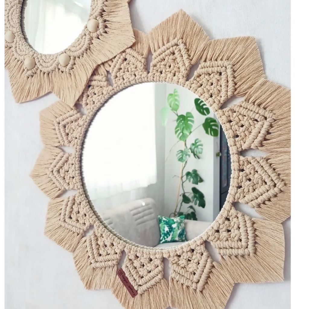 خرید آنلاین قاب اینه مکرومه بافی طرح اینه فام