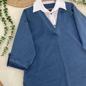 خرید انلاین تونیک زنانه لی طرح یقه دار