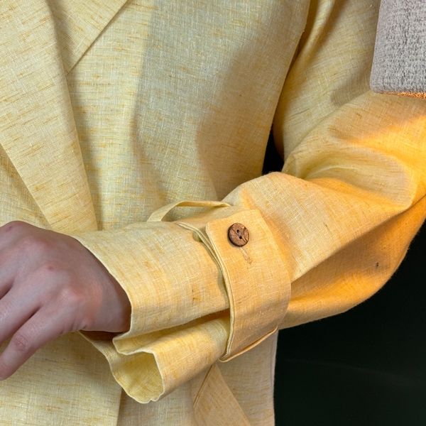 ترنچ کت لینن یقه دار