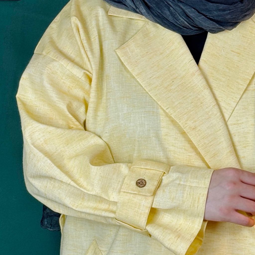 خرید انلاین ترنچ کت لینن یقه دار