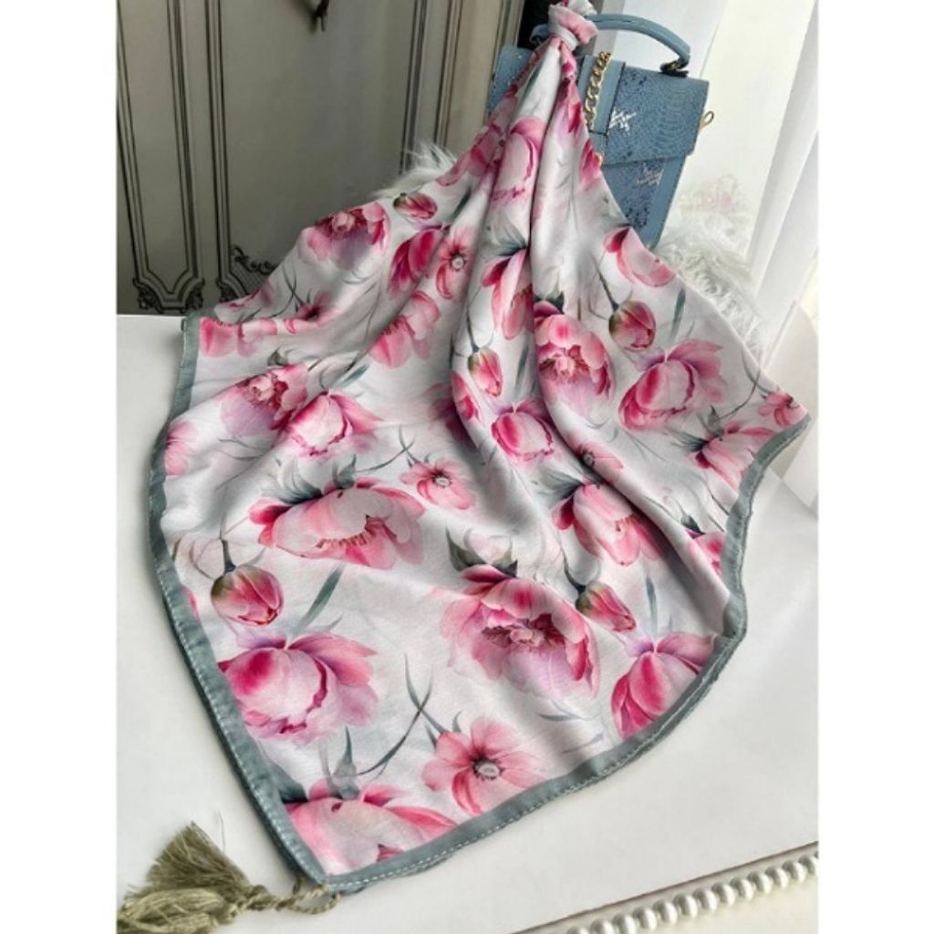 خرید اینترنتی روسری زنانه نخی قواره 140 نخ گلوریا مدل رز